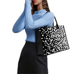 Black And White Pixel Pattern Print Canvas Tote Bag