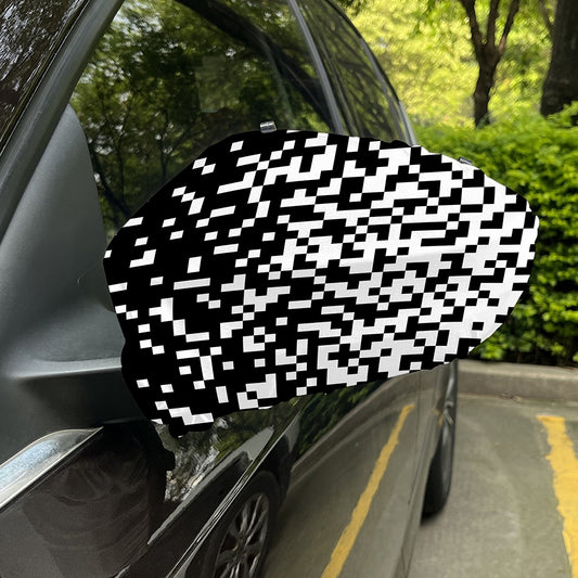 Black And White Pixel Pattern Print Car Side Mirror Covers