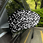 Black And White Pixel Pattern Print Car Side Mirror Covers