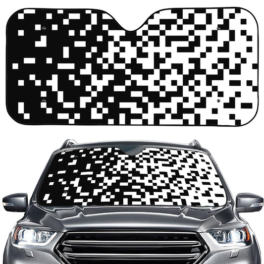 Black And White Pixel Pattern Print Car Windshield Sun Shade