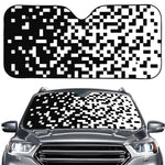Black And White Pixel Pattern Print Car Windshield Sun Shade