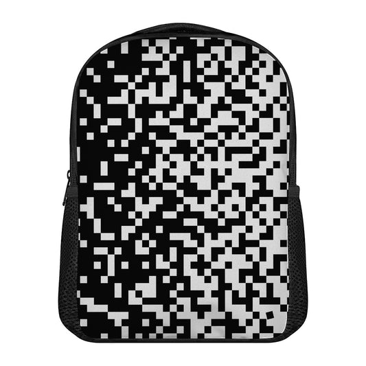 Black And White Pixel Pattern Print Casual Backpack