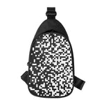 Black And White Pixel Pattern Print Chest Bag
