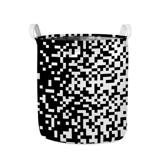 Black And White Pixel Pattern Print Collapsible Laundry Basket