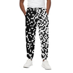 Black And White Pixel Pattern Print Cotton Pants
