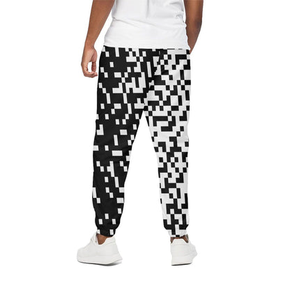 Black And White Pixel Pattern Print Cotton Pants