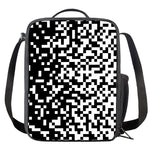 Black And White Pixel Pattern Print Crossbody Lunch Bag