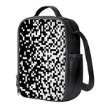 Black And White Pixel Pattern Print Crossbody Lunch Bag