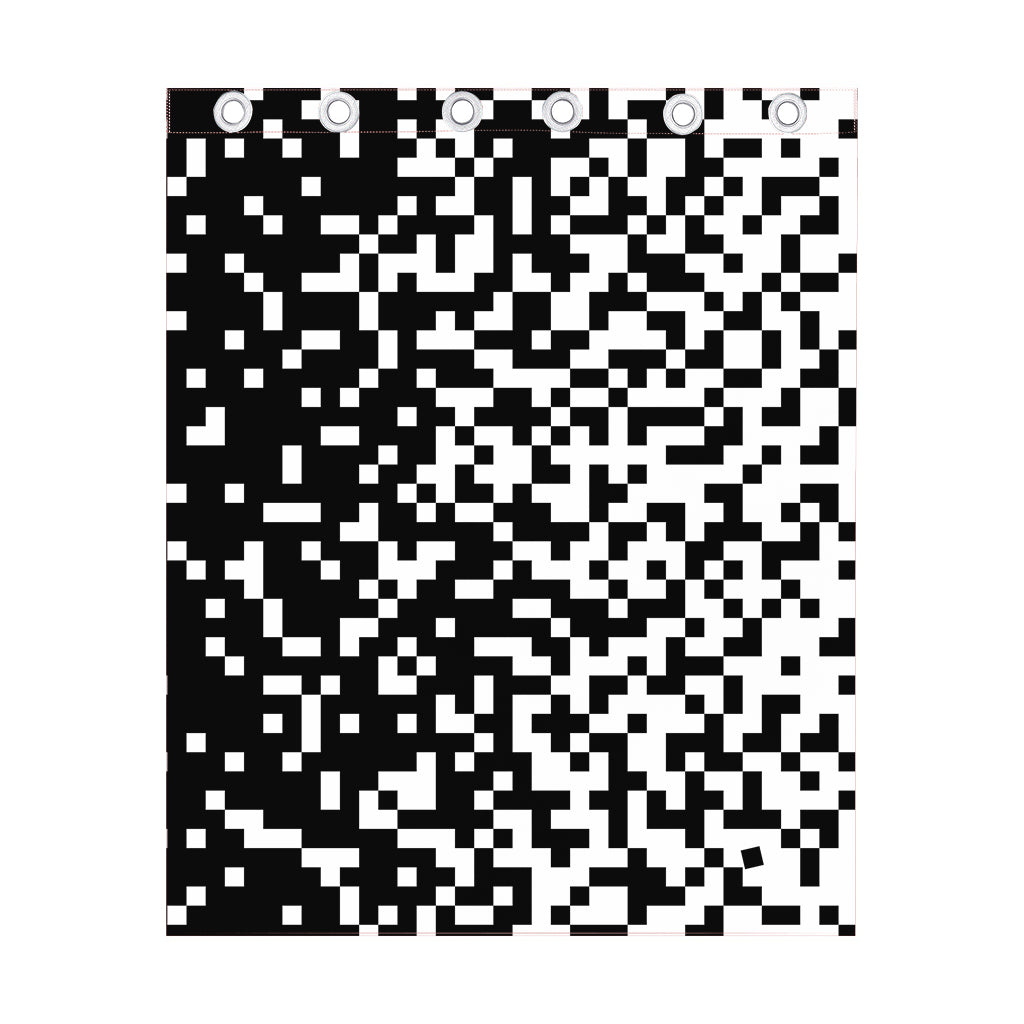 Black And White Pixel Pattern Print Curtain