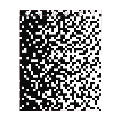 Black And White Pixel Pattern Print Curtain