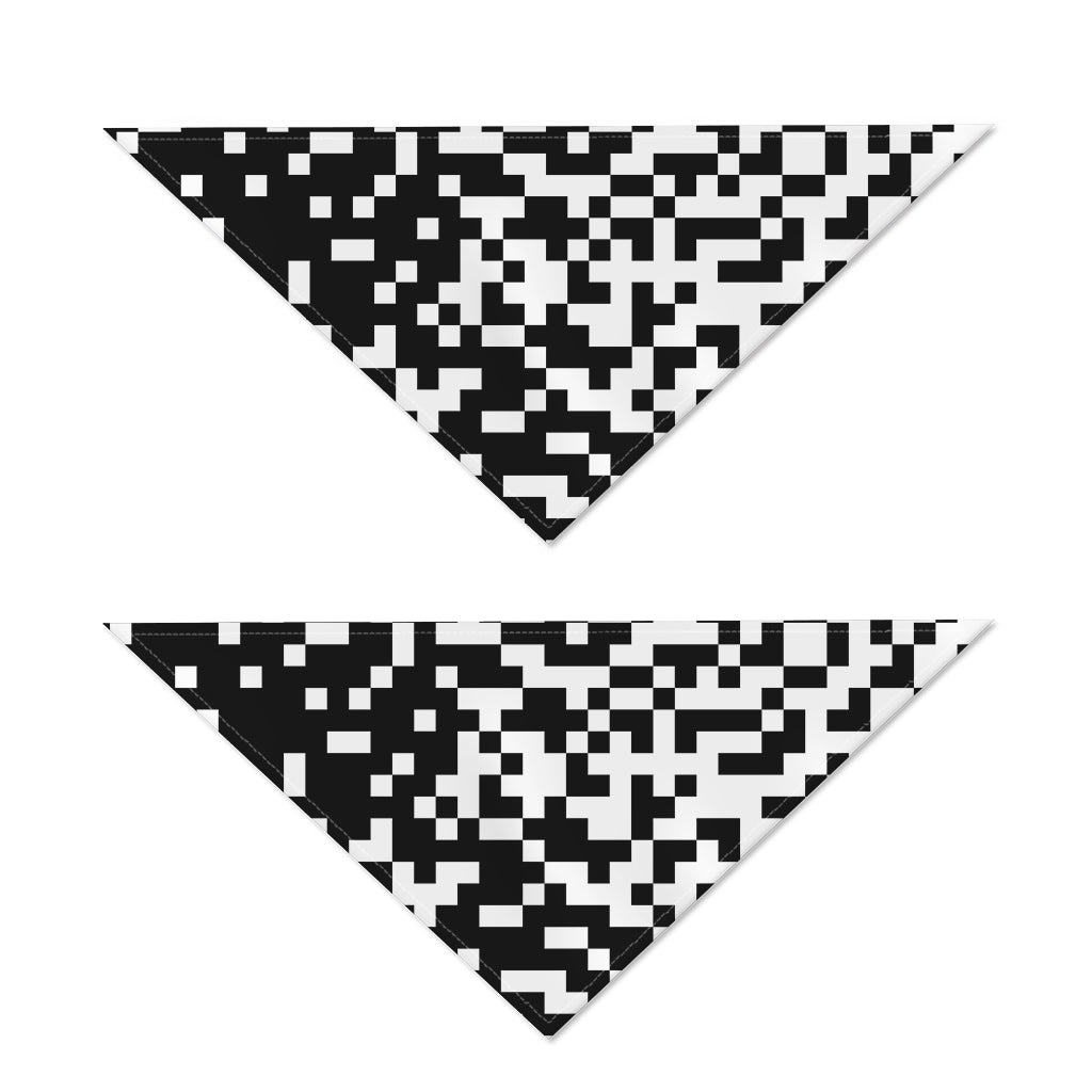 Black And White Pixel Pattern Print Dog Bandana