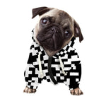 Black And White Pixel Pattern Print Dog Zip Up Hoodie