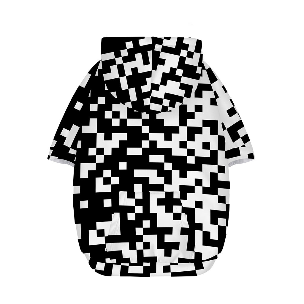 Black And White Pixel Pattern Print Dog Zip Up Hoodie