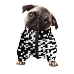 Black And White Pixel Pattern Print Dog Zip Up Jacket