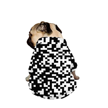 Black And White Pixel Pattern Print Dog Zip Up Jacket