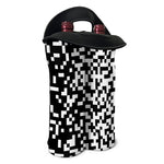 Black And White Pixel Pattern Print Double Neoprene Wine Tote