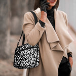 Black And White Pixel Pattern Print Double Strap Bible Bag