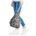 Black And White Pixel Pattern Print Drawstring Bag