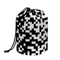Black And White Pixel Pattern Print Drawstring Makeup Bag