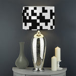 Black And White Pixel Pattern Print Drum Lamp Shade