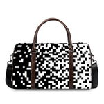 Black And White Pixel Pattern Print Duffle Bag