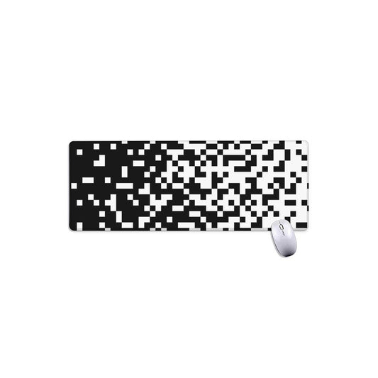 Black And White Pixel Pattern Print Extended Mouse Pad