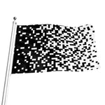 Black And White Pixel Pattern Print Flag
