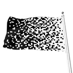Black And White Pixel Pattern Print Flag