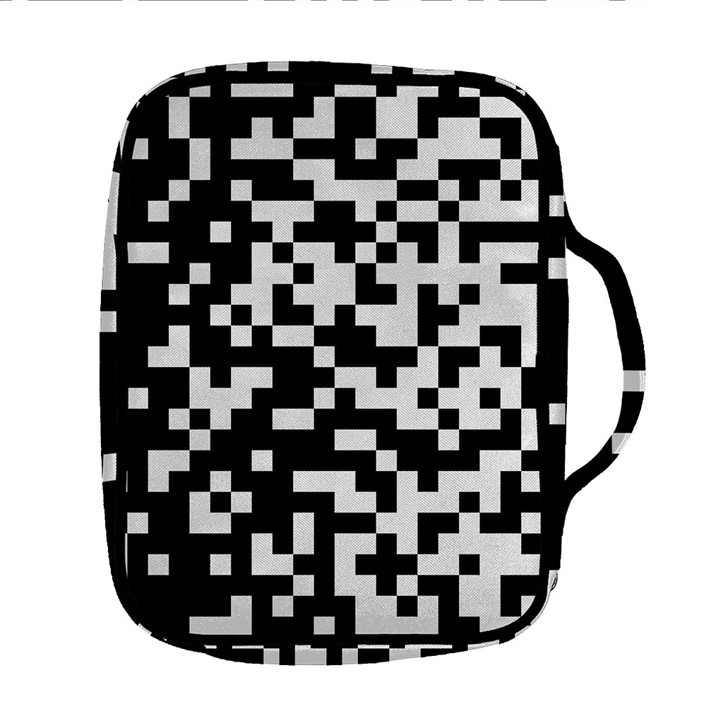 Black And White Pixel Pattern Print Front Pocket Bible Bag