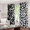 Black And White Pixel Pattern Print Grommet Curtains