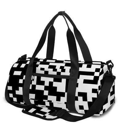 Black And White Pixel Pattern Print Gym Bag
