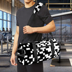 Black And White Pixel Pattern Print Gym Bag