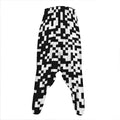 Black And White Pixel Pattern Print Hammer Pants
