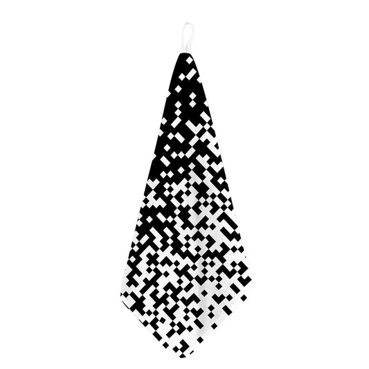 Black And White Pixel Pattern Print Hand Towel