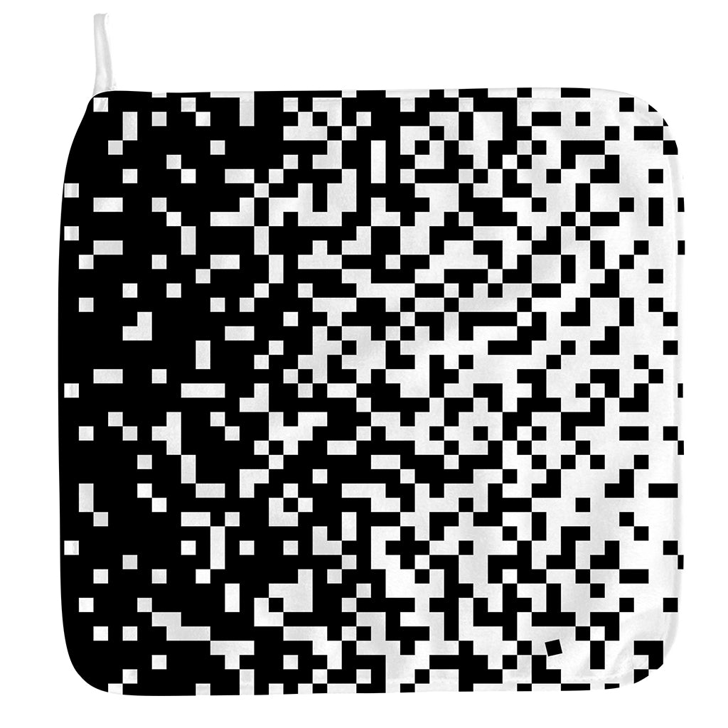 Black And White Pixel Pattern Print Hand Towel