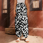 Black And White Pixel Pattern Print Harem Pants