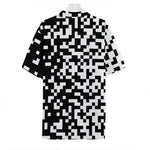 Black And White Pixel Pattern Print Hawaiian Shirt