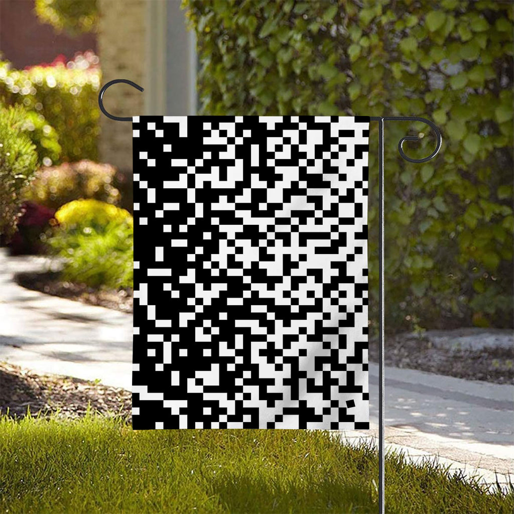 Black And White Pixel Pattern Print House Flag