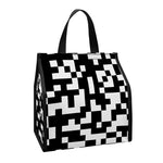 Black And White Pixel Pattern Print Insulated Lunch Tote