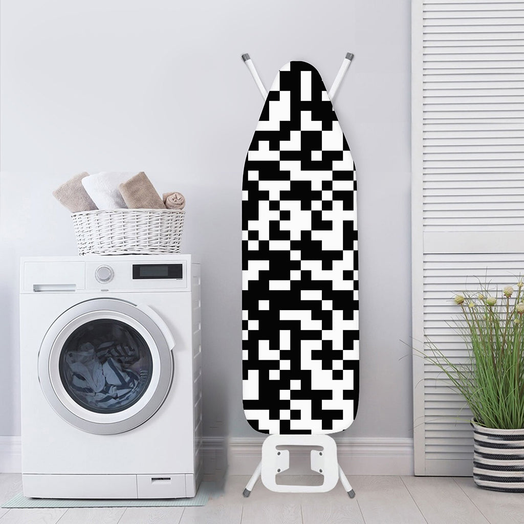 Black And White Pixel Pattern Print Ironing Board Cover