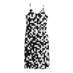 Black And White Pixel Pattern Print Jersey Midi Cami Dress