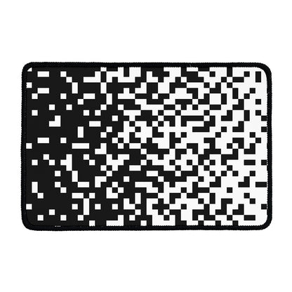 Black And White Pixel Pattern Print Kitchen Mat