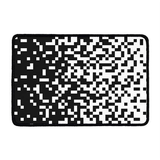 Black And White Pixel Pattern Print Kitchen Mat