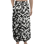 Black And White Pixel Pattern Print Lantern Pants