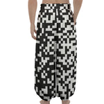 Black And White Pixel Pattern Print Lantern Pants