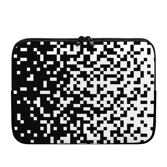 Black And White Pixel Pattern Print Laptop Sleeve