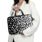 Black And White Pixel Pattern Print Laptop Sleeve With Handle