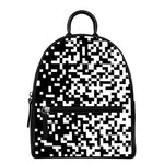 Black And White Pixel Pattern Print Leather Backpack