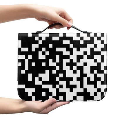 Black And White Pixel Pattern Print Leather Bible Cover