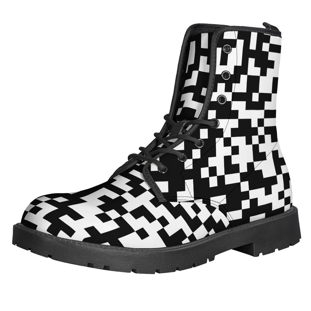 Black And White Pixel Pattern Print Backpack